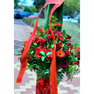 red and orange business opening flowers