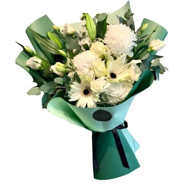 white mixed flowers bouquet