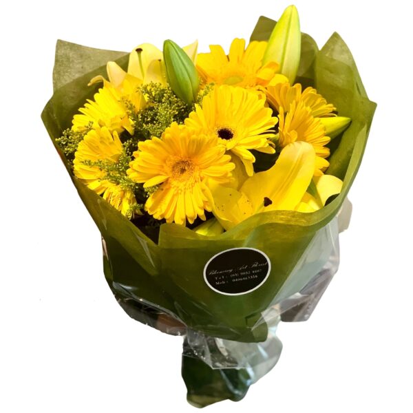 yellow gerberas and lilies bouquet