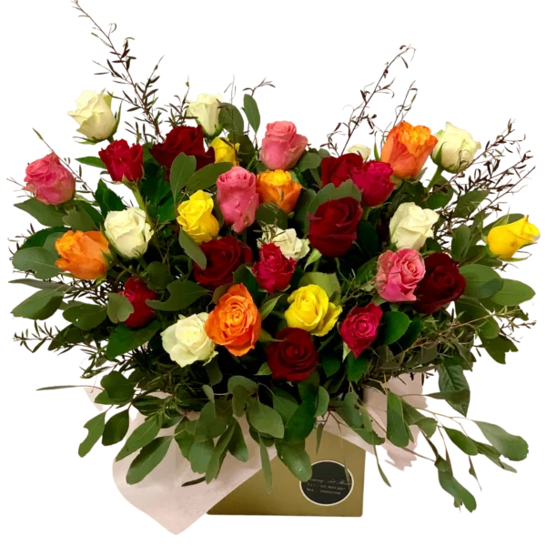 mixed colour roses