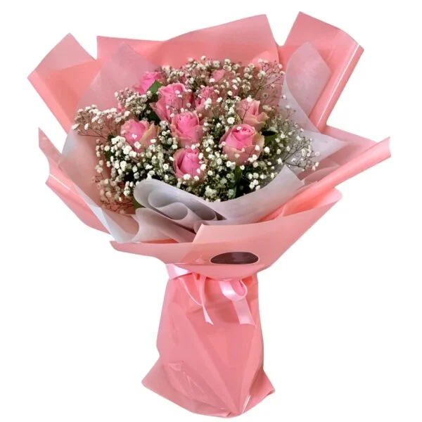 11 pink roses bouquet