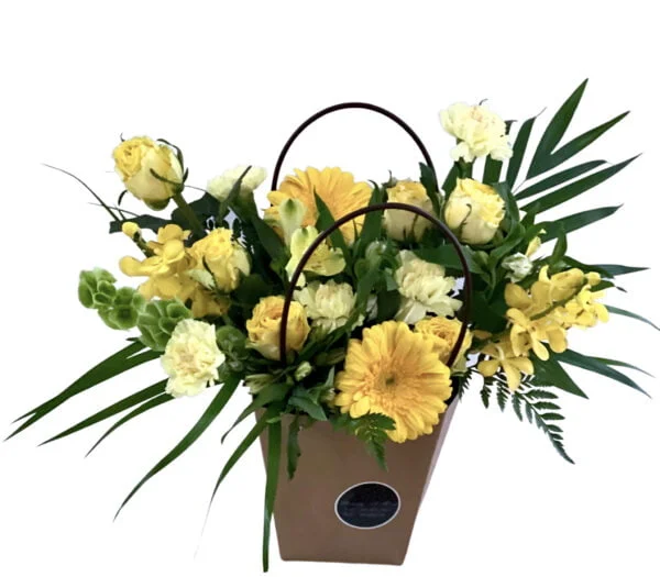 yellow roses with gerberas