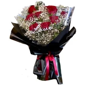 9 red roses bouquet