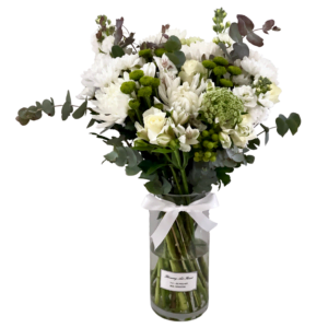 white and green floral arrangement