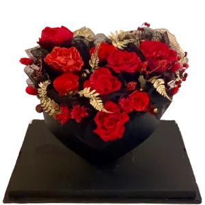 red rose heart preserved flowers