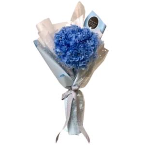 blue preserved hydrangea bouquet