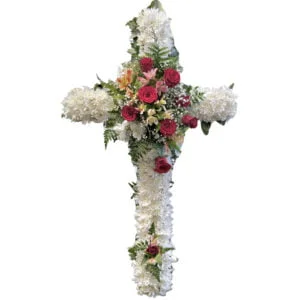white and red funeral cross