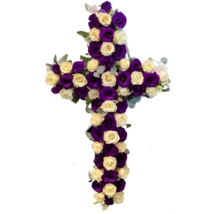 funeral cross purple white