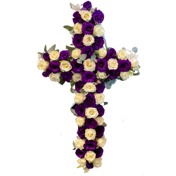 funeral cross purple white