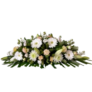 white gerberas casket flowers