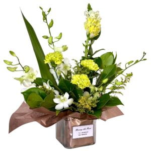 flower arrangement yellow and gold flowers flower delivery Melbourne