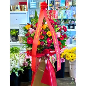 red and orange business opening flowers