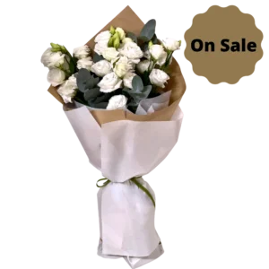 white lisianthus bouquet
