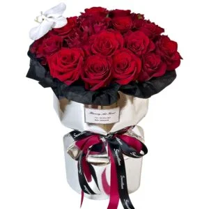 Red Roses Bouquet with orchid orchid and rose bouquet