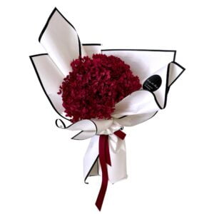 red preserved hydrangea bouquet