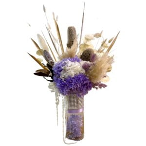 Preserved Flower Arrangement in Tall Glass Vase