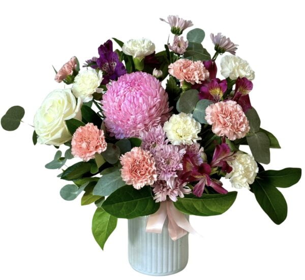 Chrysanthemums Carnations Roses in Vase